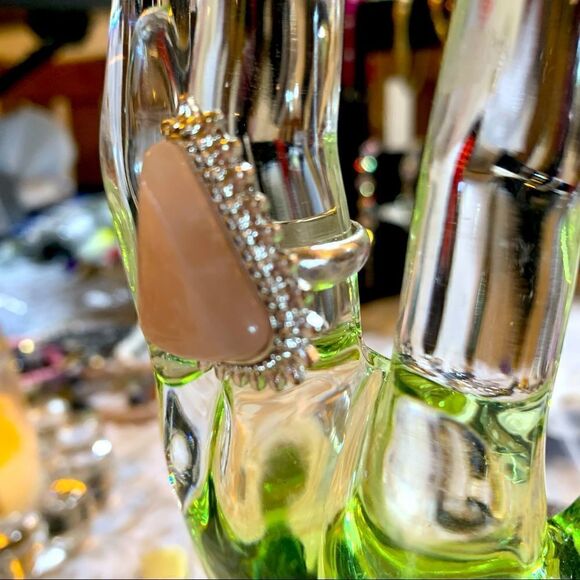 Rose Quartz Ring Silver Tone Band Sz 7.5 - Picture 6 of 6